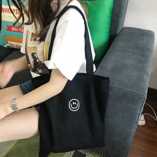 TangTangBags - Smiley Face Print Canvas Tote Bag | YesStyle