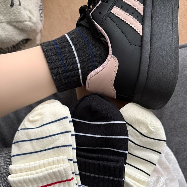Mimiyu-Striped Crew Socks Set