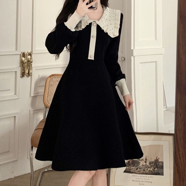 chinese dress ladies Black High Line Collar Maxi Dress main image 1