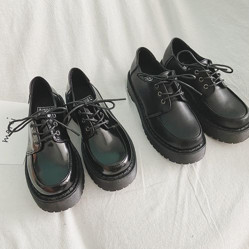 faux leather platform oxfords