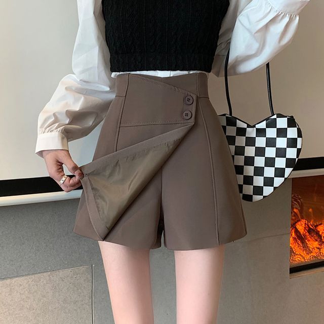 Magimomo-High Waist Plain Skort