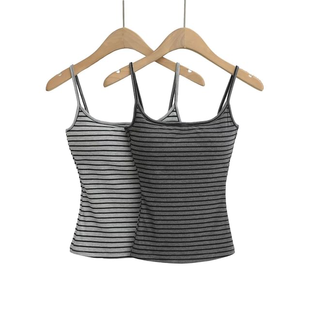 Ulark-Scoop Neck Striped Cami Top
