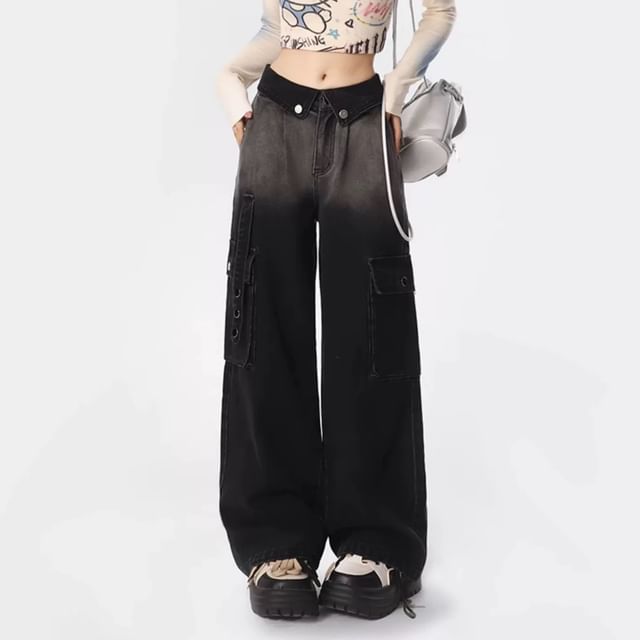 monroll-Mid Waist Washed Baggy Jeans