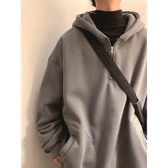 Lorencho-Plain Half-Zip Hoodie