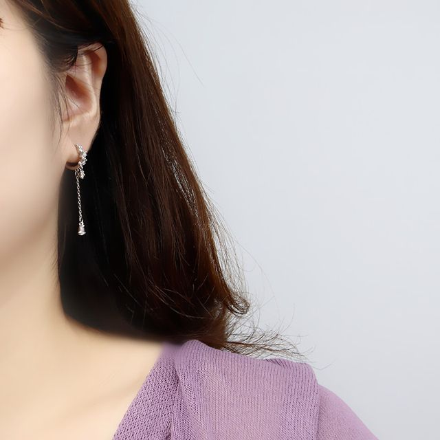 Hansha-Rhinestone Sterling Silver Dangle Earring