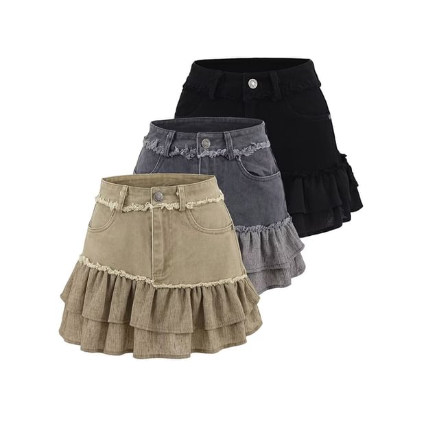 Ulark-High Rise Denim Mini Skirt