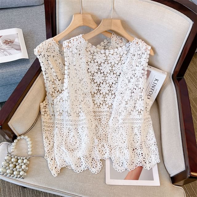 トップス Curtain Lace Pattern Knitted V Neck Vest Boho Lace Vest - Stylish Knitting Patterns | KnitPicks