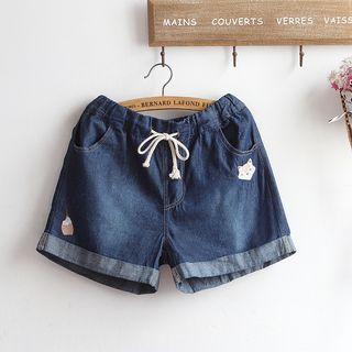 drawstring denim shorts
