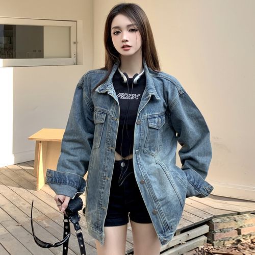 Denim jacket without on sale collar