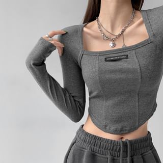 Shira Details Square-Neck Skinny Crop T-Shirt