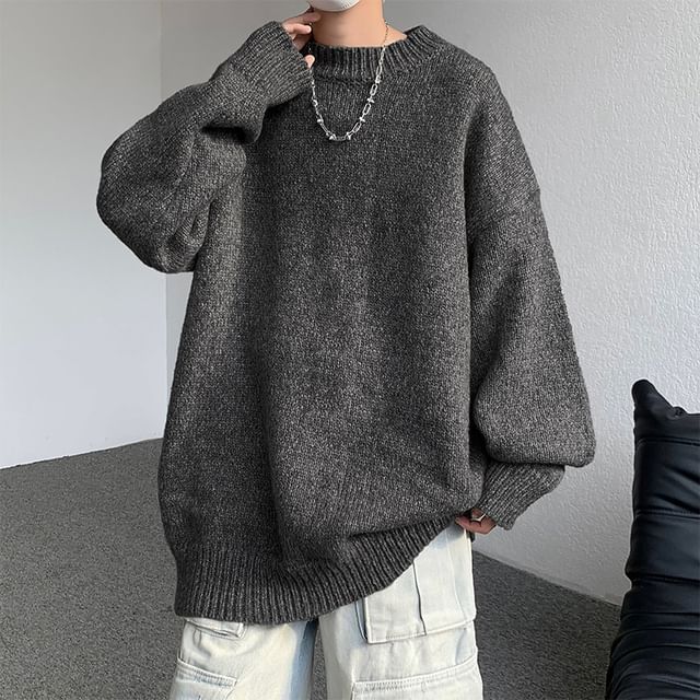 Priam-Crew Neck Plain Sweater