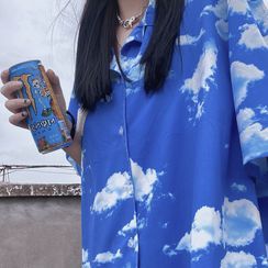 Giuliana - Elbow-Sleeve Sky Print Shirt Giuliana - Elbow-Sleeve Sky Print Shirt