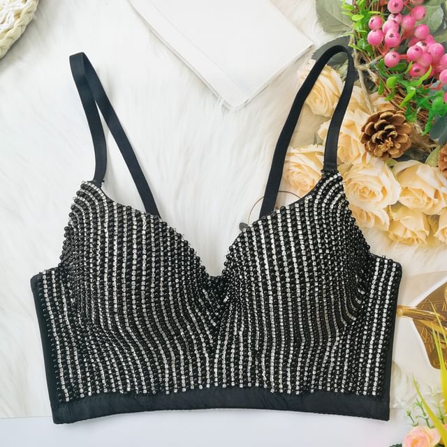 Doowex-Rhinestone Beaded Bra Top