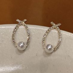 Calypso - Faux Pearl Rhinestone Stud Earring Calypso - Faux Pearl Rhinestone Stud Earring
