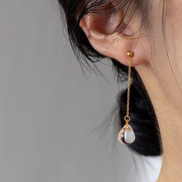 A-ROCH-S925 Sterling Silver Transparent Bead Dangle Earring