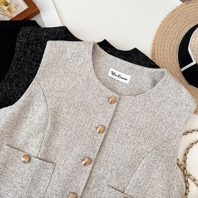 DIYI-Round Neck Button Vest
