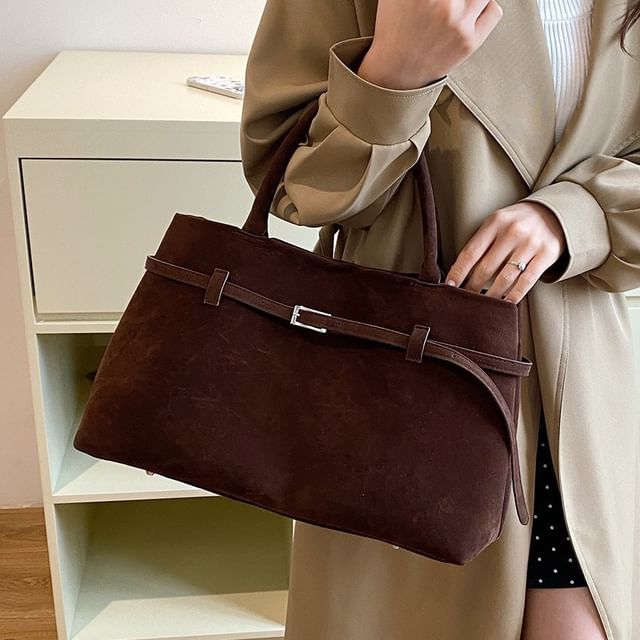 Letheroni-Faux Suede Tote Bag