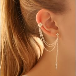 Terreau Kathy - Leaf Dangle Earring and Chain Ear Cuff Terreau Kathy - Leaf Dangle Earring and Chain Ear Cuff