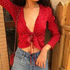 Sinora - V-Neck Crop Blouse Sinora - V-Neck Crop Blouse