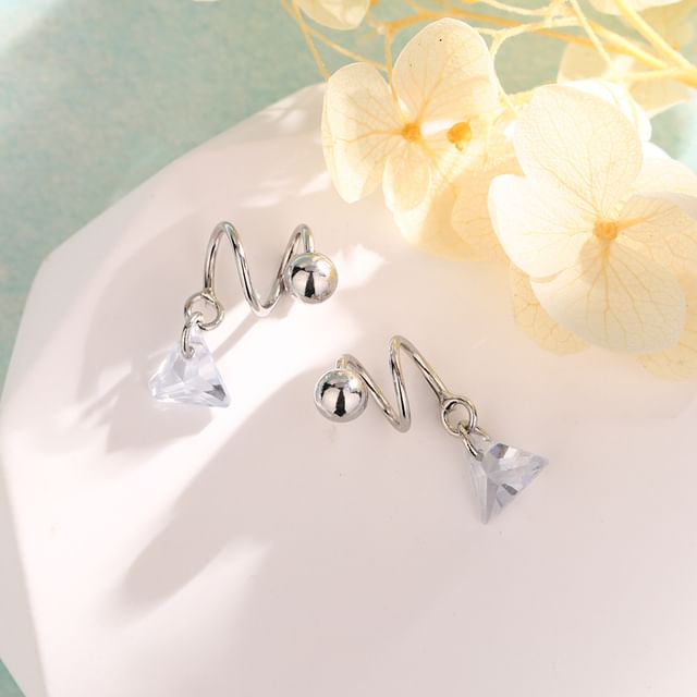 Chimerro-Triangle Rhinestone Barbell Drop Earring
