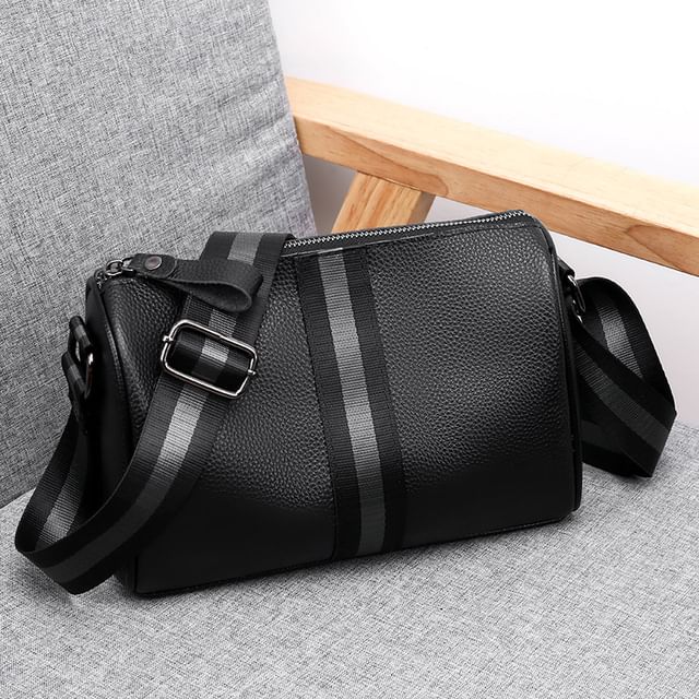 BagBuzz-Striped Genuine Leather Crossbody Bag