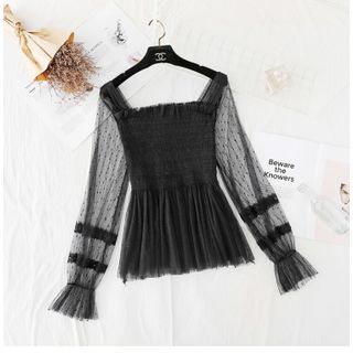 bell sleeve mesh top