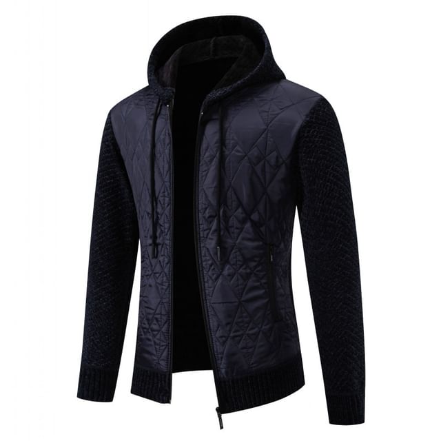 Aozora-Hooded Plain Zip-Up Cardigan