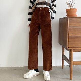 Maple Breeze - Wide Leg Corduroy Pants 