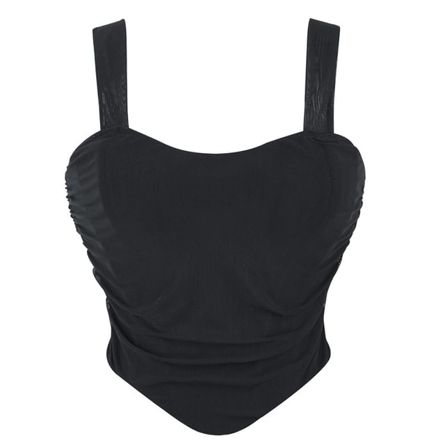 Lady Citrus-Sleeveless Plain Crop Top