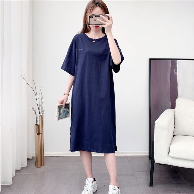 Everose - Elbow-Sleeve Midi T-Shirt Dress | YesStyle