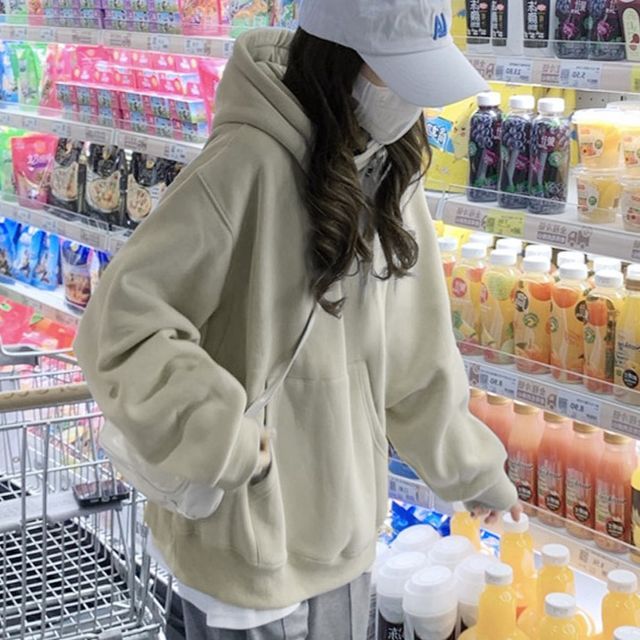 Dreamkura-Plain Oversized Hoodie
