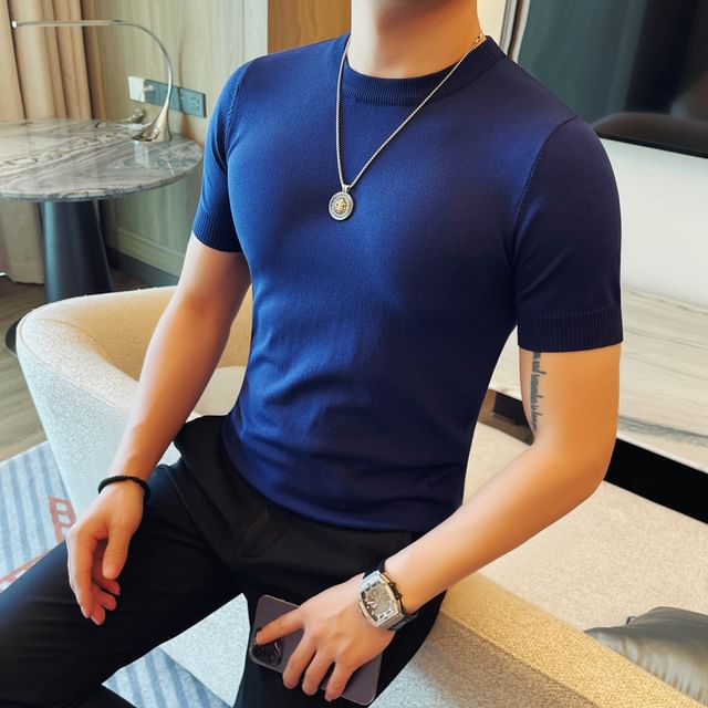 Blueforce-Short-Sleeve Crew Neck Plain T-Shirt