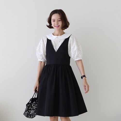 Plunging hotsell pinafore dress