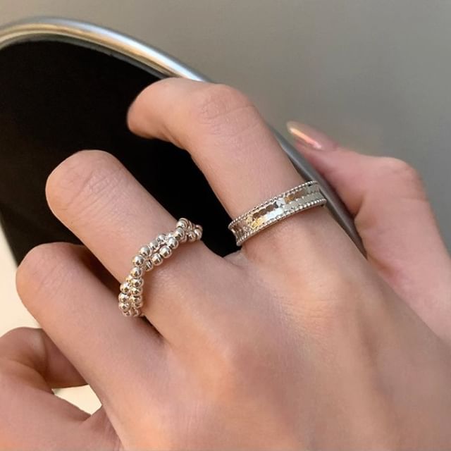 Fireflicka-Helical Bead Elastic Alloy Ring Alloy Open Ring