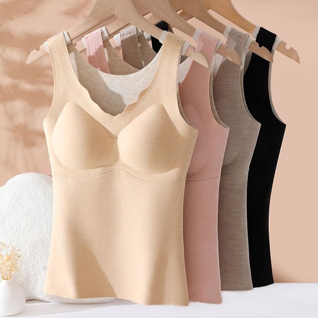 Wildery-V-Neck Plain Padded Tank Top