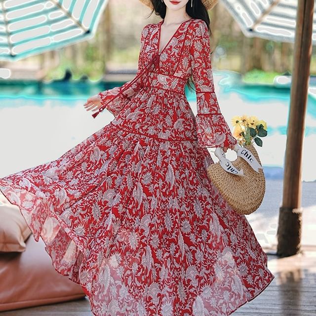knee length dresses for ladies Short Sleeve Tie Front Maxi Shirt Dress | A-Line DressShirt Dress main image 1