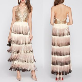 fringe evening gowns