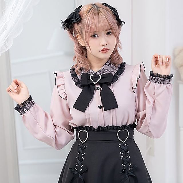 Lolita Smile - Long Sleeve Peter Pan Collar Ruffle Trim