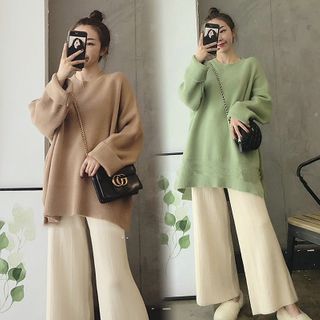 Hearty Bliss Maternity Oversize Sweater Cropped Wide-Leg Pants