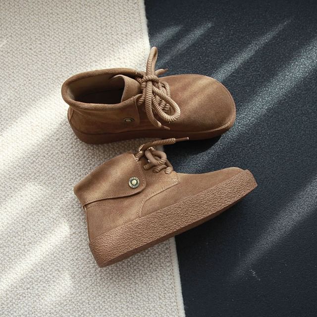 STEPUP-Platform Lace-Up Short Boots