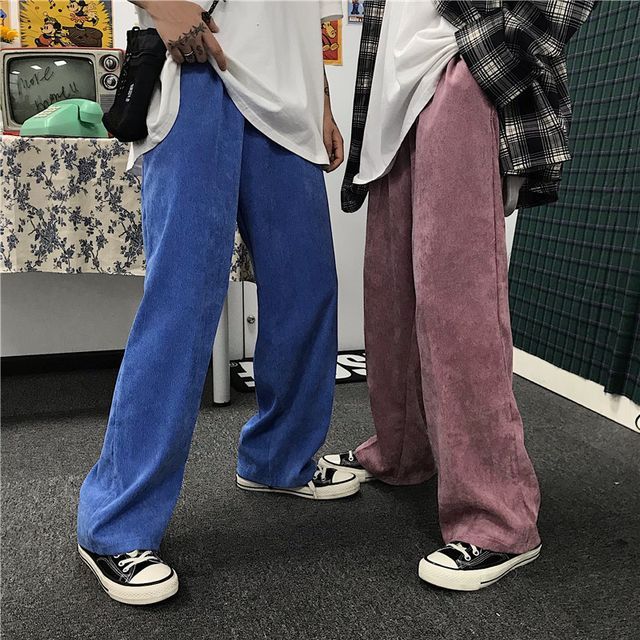 High-Waist Corduroy Straight Leg Pants 