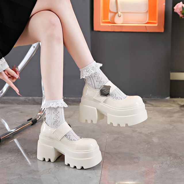Sleeko-Buckled Platform Chunky Heel Mary Jane Shoes