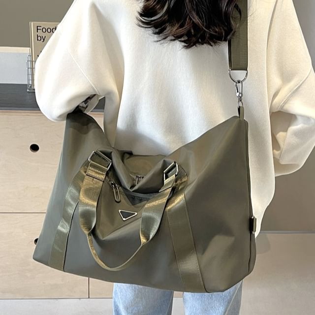 Hikuozy-Plain Zip Travel Duffel Bag