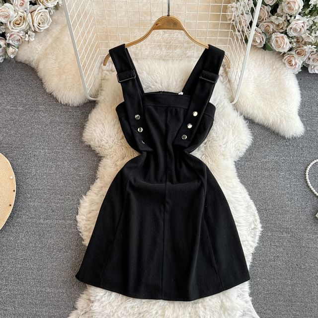 Yearnin - Plain Mini A-Line Pinafore Dress | YesStyle