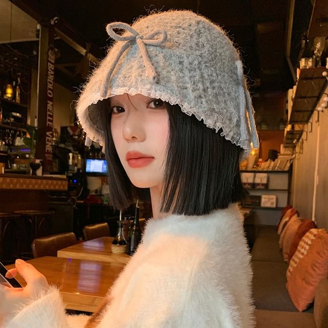 Anavanda-Bowknot Knit Cloche Hat