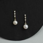 FOON - Faux Pearl Rhinestone Sterling Silver Dangle Earring | YesStyle