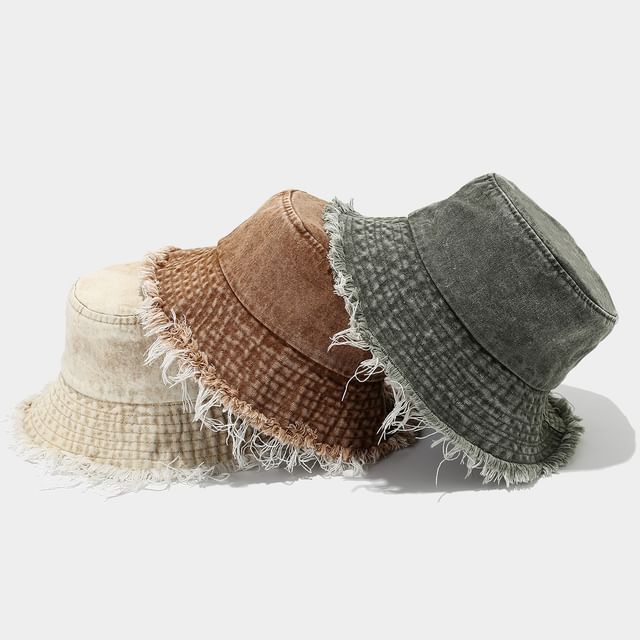 Hatrix-Fringed Denim Bucket Hat