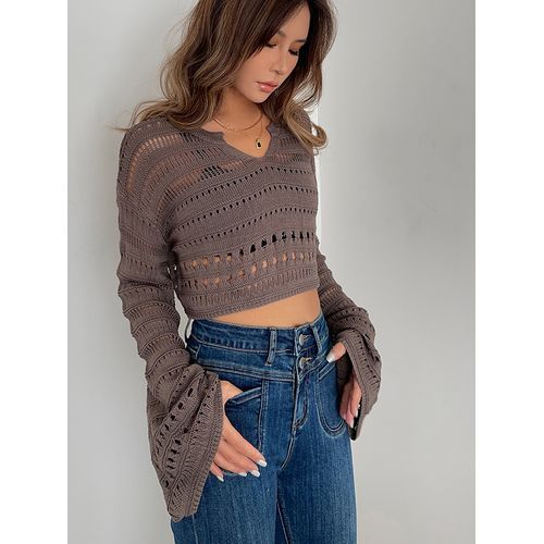 Open-Knit Cropped Sweater