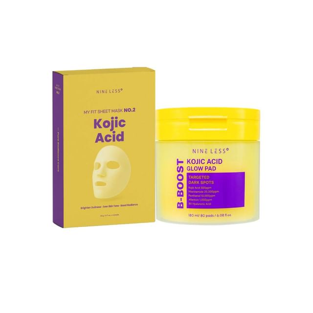 NINELESS-Bundle NINELESS B-Boost Kojic Acid Glow Pad My Fit Sheet Mask Set 5 sheets - No2 Kojic Acid-2 Pcs
