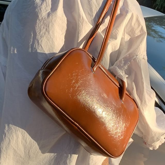 Fran San-Plain Faux Leather Bowler Bag